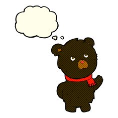cartoon cute black bear with thought bubble N30