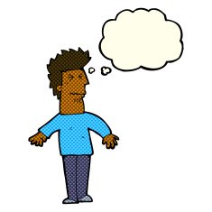 cartoon stressed man with thought bubble N36
