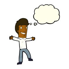 cartoon happy man with thought bubble N238
