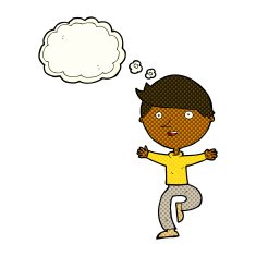 cartoon excited man with thought bubble N37