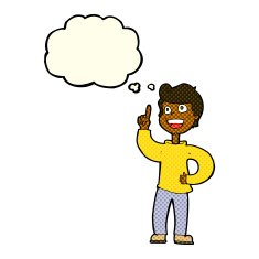 cartoon boy with great idea thought bubble N6
