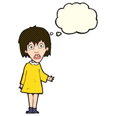cartoon shocked woman with thought bubble N48