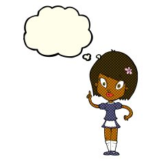 cartoon pretty maid with thought bubble N6