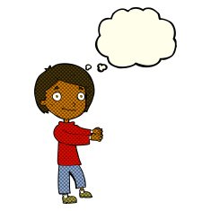 cartoon happy boy with thought bubble N118