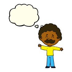 cartoon boy with mustache thought bubble N5