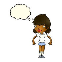 cartoon happy woman with thought bubble N133