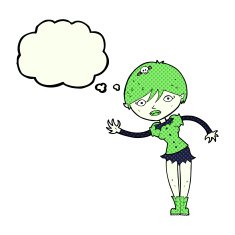 cartoon vampire girl with thought bubble N122