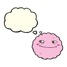 cartoon happy cloud with thought bubble N3