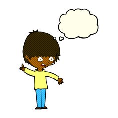 cartoon boy with question thought bubble N11