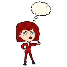 cartoon vampire girl with thought bubble N123