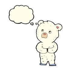 cartoon polar bear cub with thought bubble N41