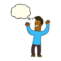 cartoon excited man with thought bubble N38