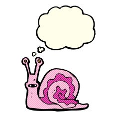 cartoon snail with thought bubble N16