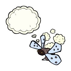 cartoon bug with thought bubble N20