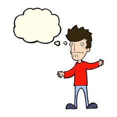 cartoon nervous man with thought bubble N73