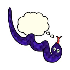 cartoon hissing snake with thought bubble N7