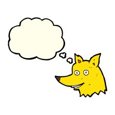 cartoon fox head with thought bubble N7