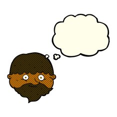 cartoon bearded man with thought bubble N23