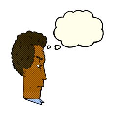 cartoon annoyed man with thought bubble N44