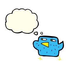 cartoon bird with thought bubble N143