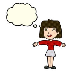 cartoon excited woman with thought bubble N74