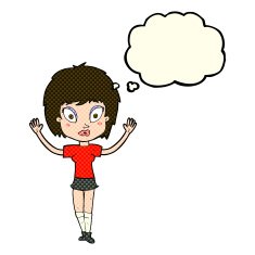 cartoon pretty girl with thought bubble N57