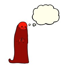 cartoon halloween ghoul with thought bubble N6