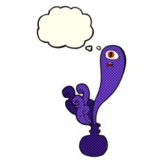 cartoon halloween ghost in bottle with thought bubble N12