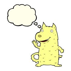 cartoon happy dog with thought bubble N49