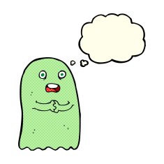 funny cartoon ghost with thought bubble N49