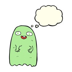 funny cartoon ghost with thought bubble N50