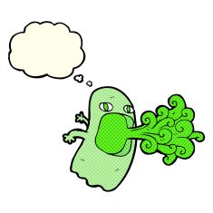 funny cartoon ghost with thought bubble N52