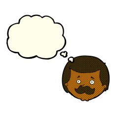 cartoon man with mustache thought bubble N43