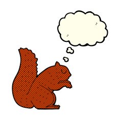 cartoon squirrel with thought bubble N7