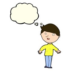 cartoon happy man with thought bubble N241