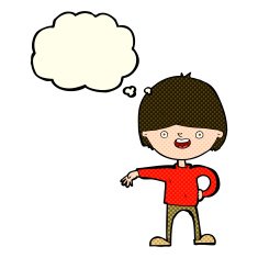 cartoon happy man with thought bubble N242