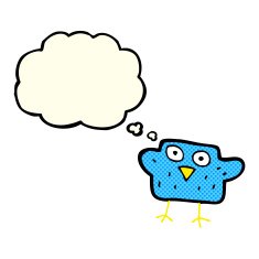 cartoon bird with thought bubble N148
