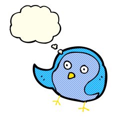 cartoon bird with thought bubble N149