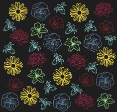 Vector flowers dark background
