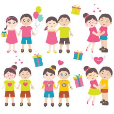 Set of vector images couples