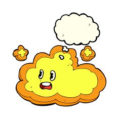 cartoon cloud with thought bubble N11