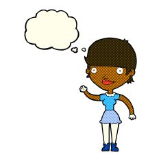 cartoon woman with idea thought bubble N137