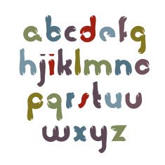 Vector alphabet aquarelle letters set hand-drawn script