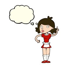 cartoon surprised maid with thought bubble N6