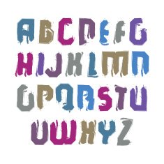 Vector bright calligraphic font handwritten watercolor capital