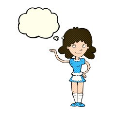 cartoon maid with thought bubble N21