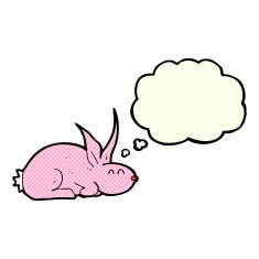 cartoon rabbit with thought bubble N50