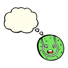cartoon tennis ball with thought bubble N3