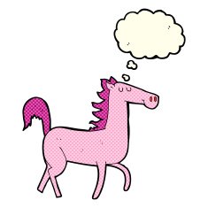 cartoon horse with thought bubble N17