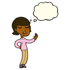 cartoon woman ignoring with thought bubble N16